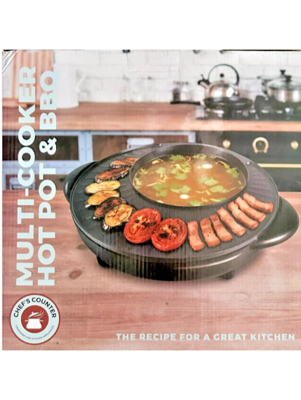 Chef's Counter Multi Cooker Hot Pot & BBQ  Non Stick NEW